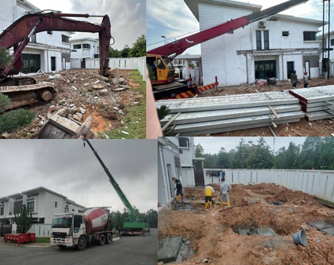 Demolition, crane lifting and concrete structural works at residential sites